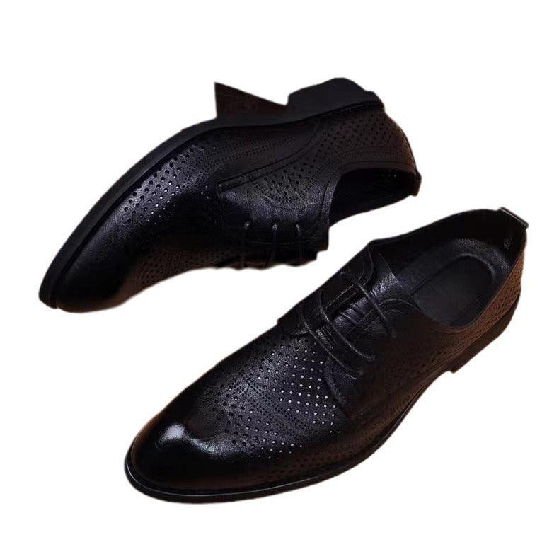 Trendy Korean Style Pointed Soft Breathable Comfortable Business Boys Leather Shoes
