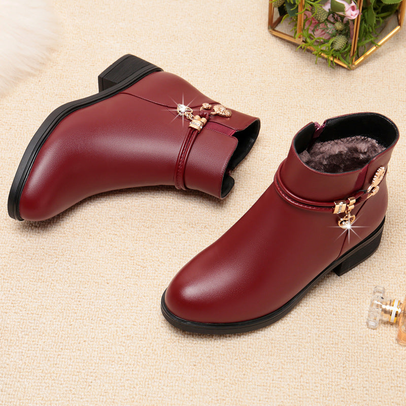 Women's Mom Cotton Veet Thermal Booties Mid Women's Shoes