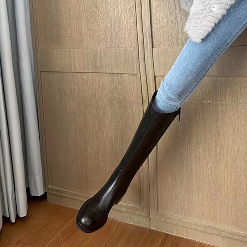 Women's V Cut Thick Bottom Fleece-lined Side Zipper Boots
