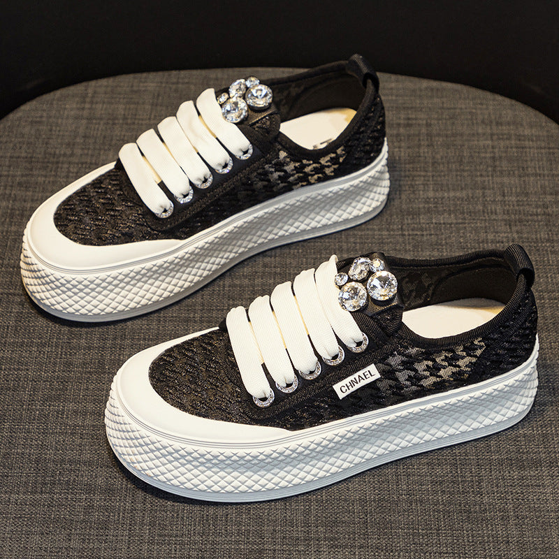 Women's White Summer Mesh Versatile Sports Leisure Sneakers