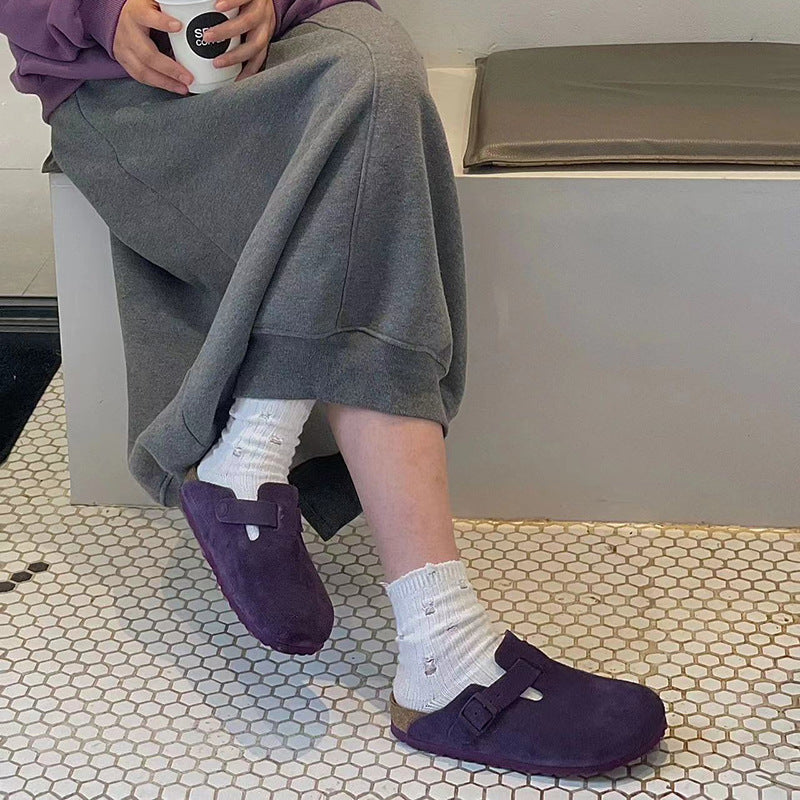 Thick Bottom Toe Cap Half Slip-on Slippers