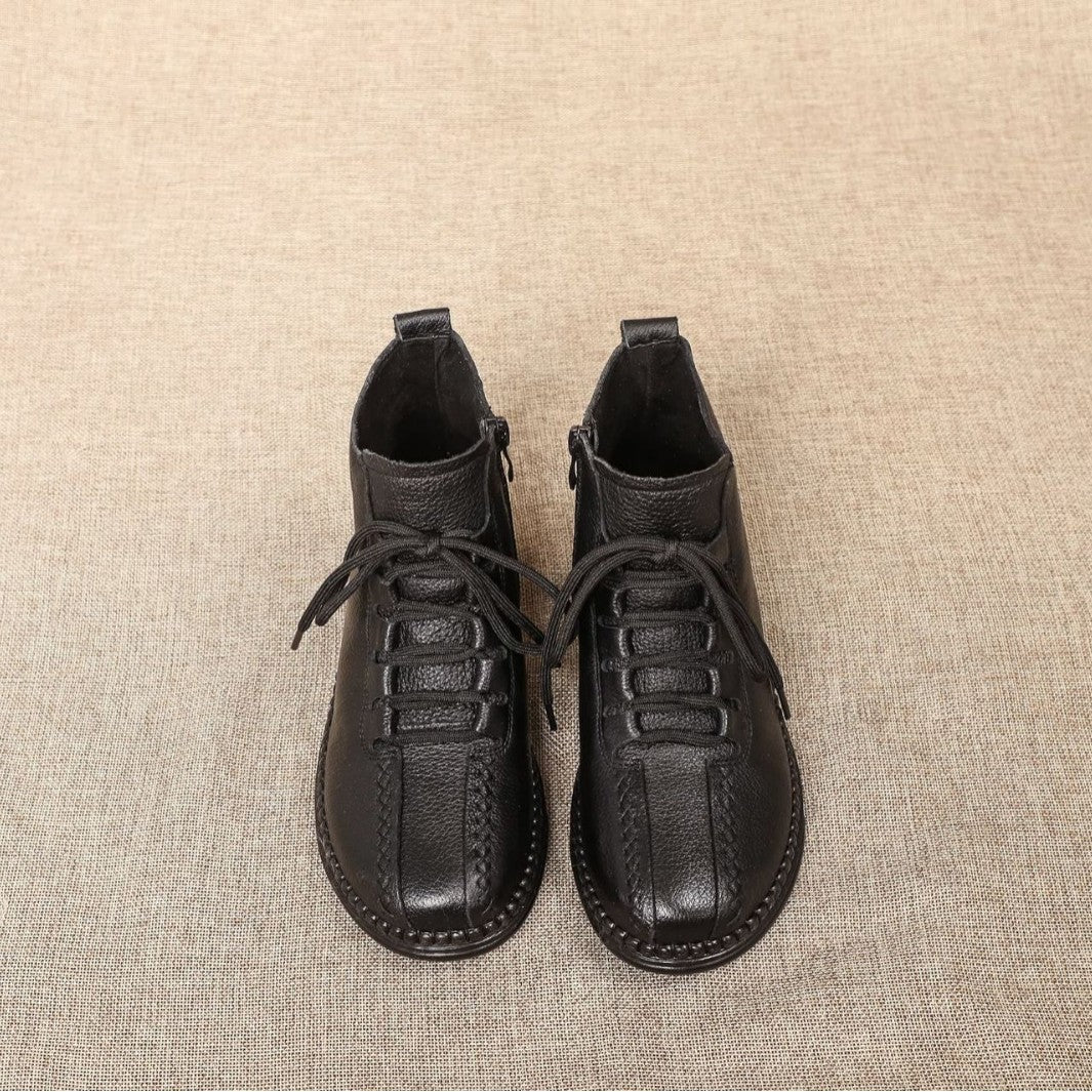 Women's Fleece Lined Padded Warm Keeping Mother's Soft Bottom Waterproof Fashion Women's Leather Boots