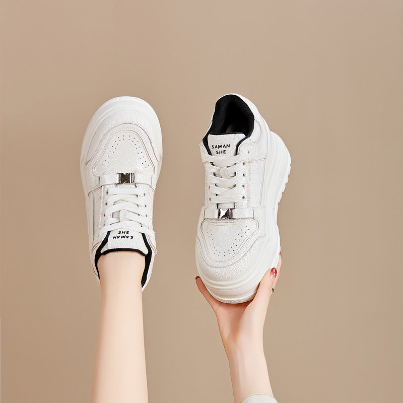 Women's Insole Genuine Platform White Spring Small Sneakers