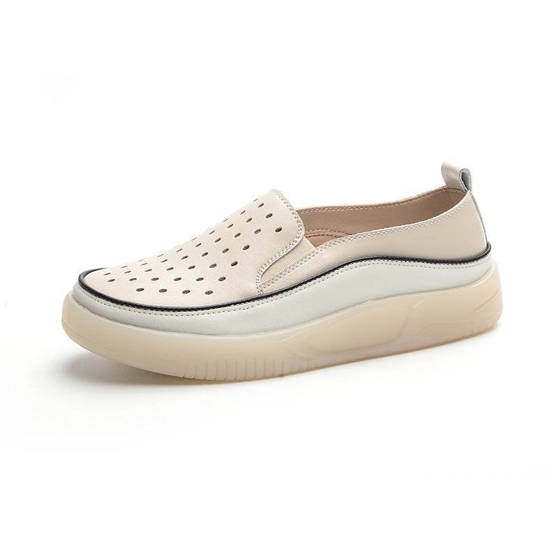 Women's White Hollow Hole Fashion Light Board Women's Casual Shoes