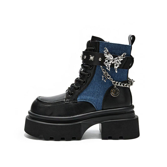 Women's Martin Thick-soled Niche Cowboy Butterfly Chain British Style Boots
