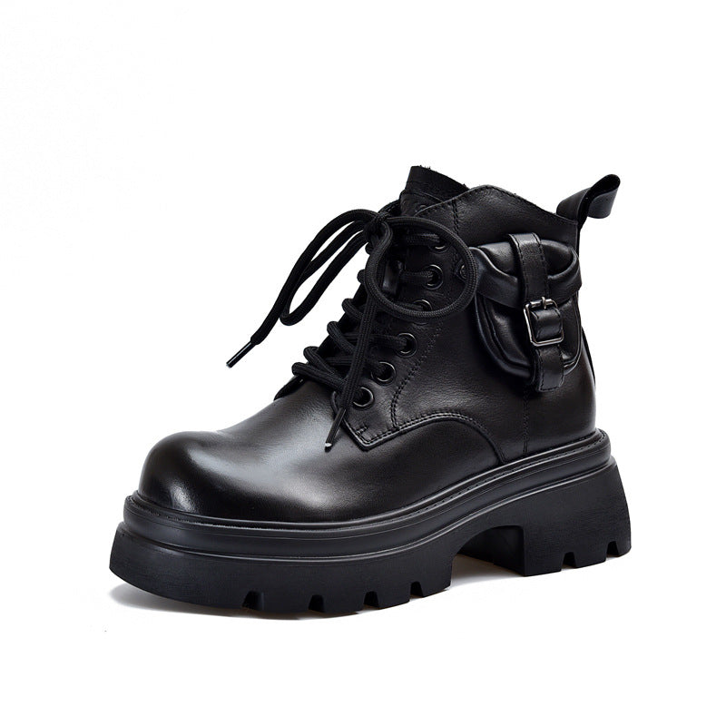 Women's Design Sense Small Pocket Thick-soled Short Boots