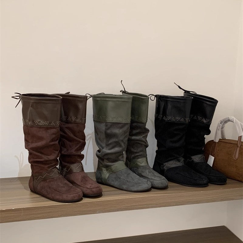 Women's Rivet Height Increasing Insole Western Cowboy Boots