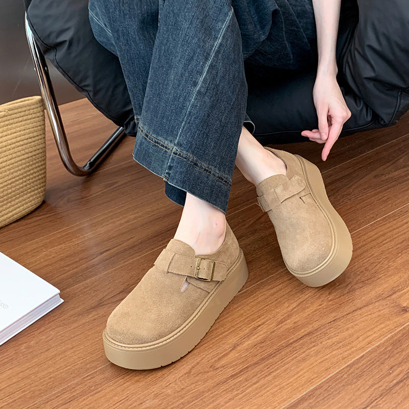 Women's Bottom Slip-on Single Retro Widened Fattened Large Men's Shoes
