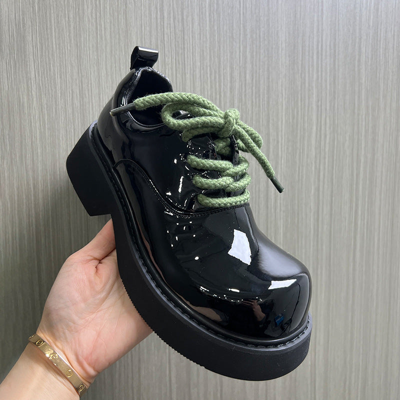 Men's Head Winter Leisure Light People Thick-soled British Style Round Men's Casual Leather Shoes