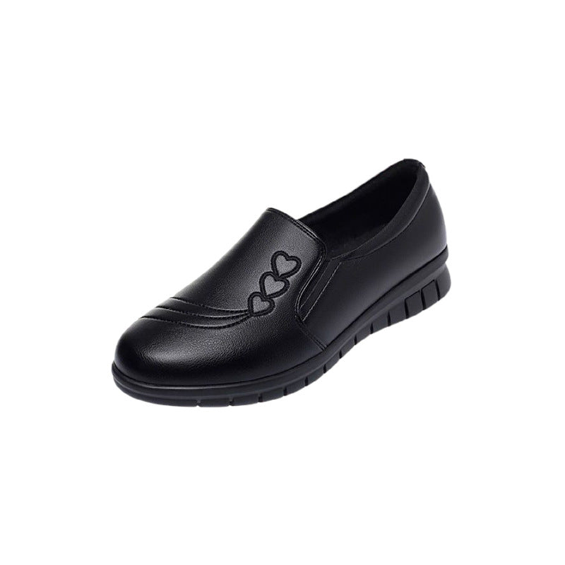 Women's Black Flat Bottom Slip On Mother Casual Shoes