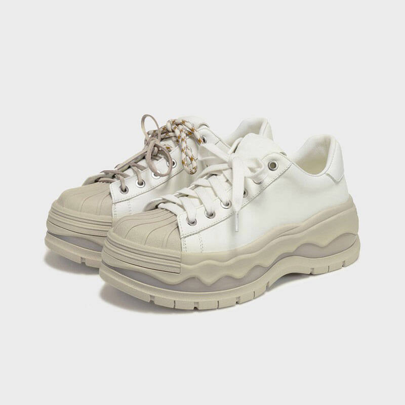 Women's Tan Shell Toe Platform Spring Double Women's Sports Shoes