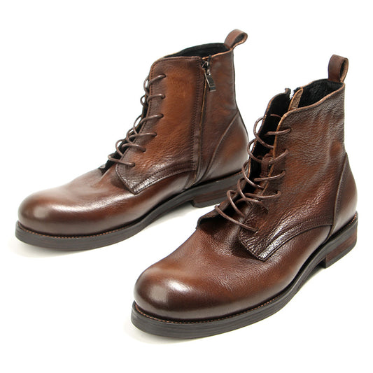 Men's Retro Handmade Distressed First Layer Cowhide Boots