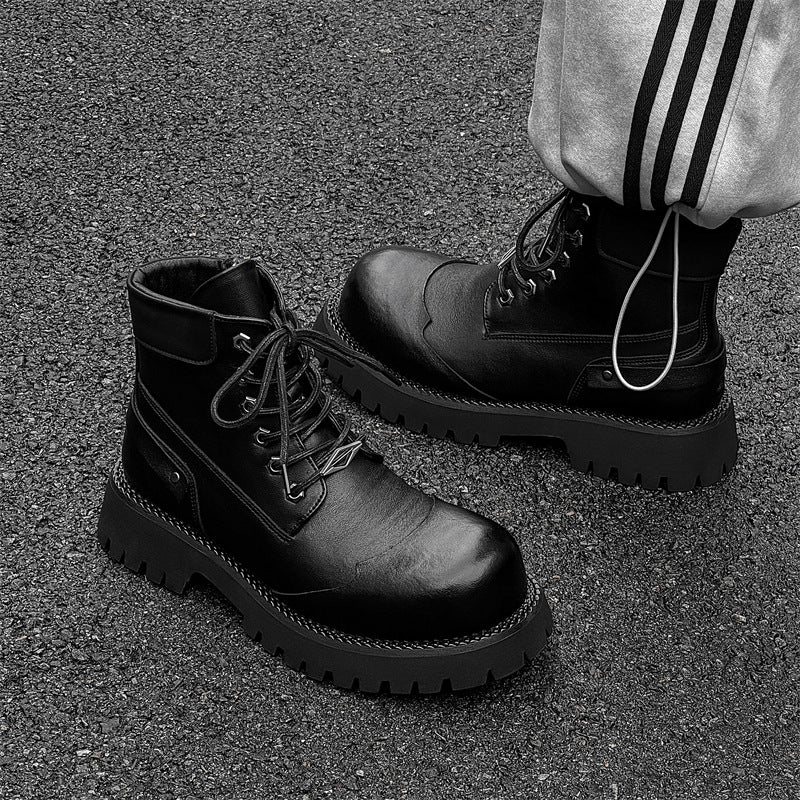 Women's & Men's Bottom Extra Black British Style Tooling Niche Leather Shoes