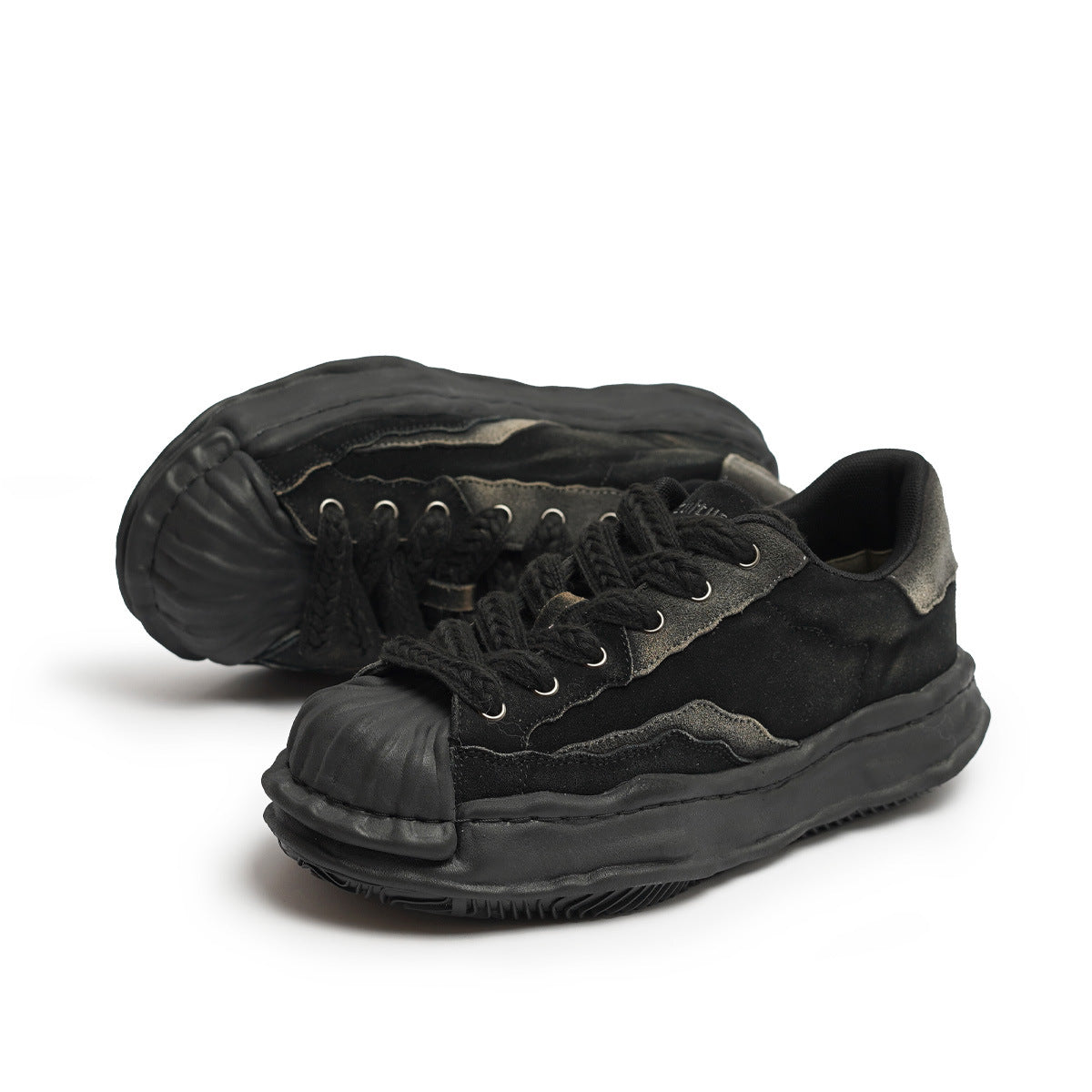 Toe Dissoed Washed Worn Niche Patchwork Sneakers