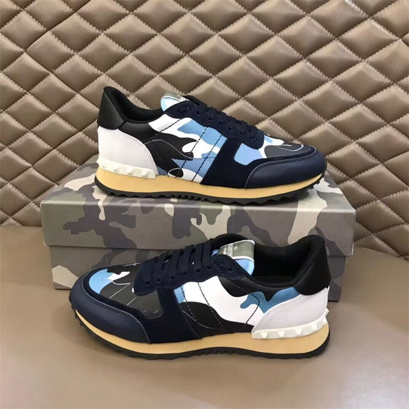 Men's Camouflage Rivet Platform Genuine Fashion Lace Up Increased Women's Casual Shoes