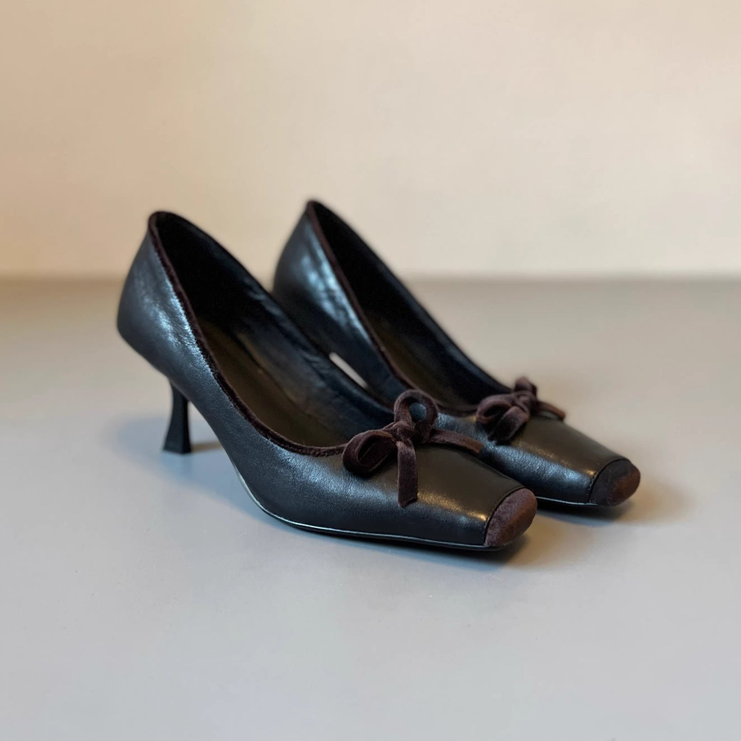 Women's Elegant Stiletto Low-cut Bowknot Square Toe Avocado Women's Shoes
