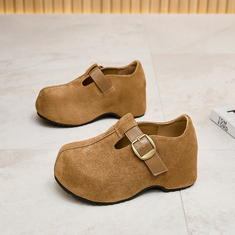 Genuine Platform Peas Fleece-lined Big Toe Pumps Women's Casual Shoes