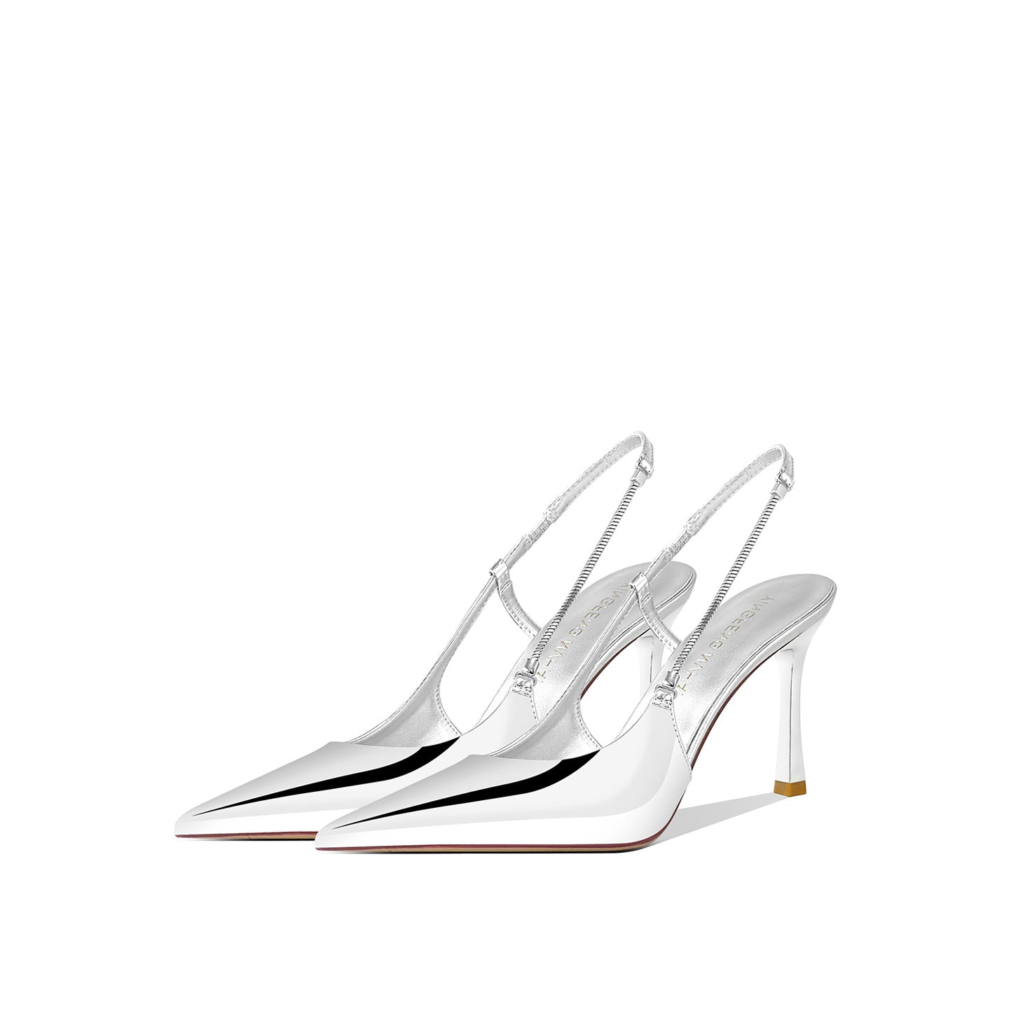 Women's Toe Box Back Empty Metal Chain Patent Fashion High Heeled Sandals