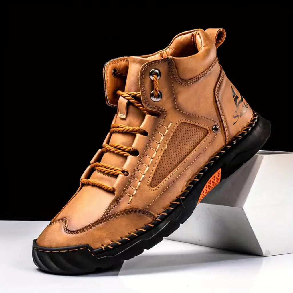 Men's Size Fashion Handmade Stitching Ankle Flat Boots