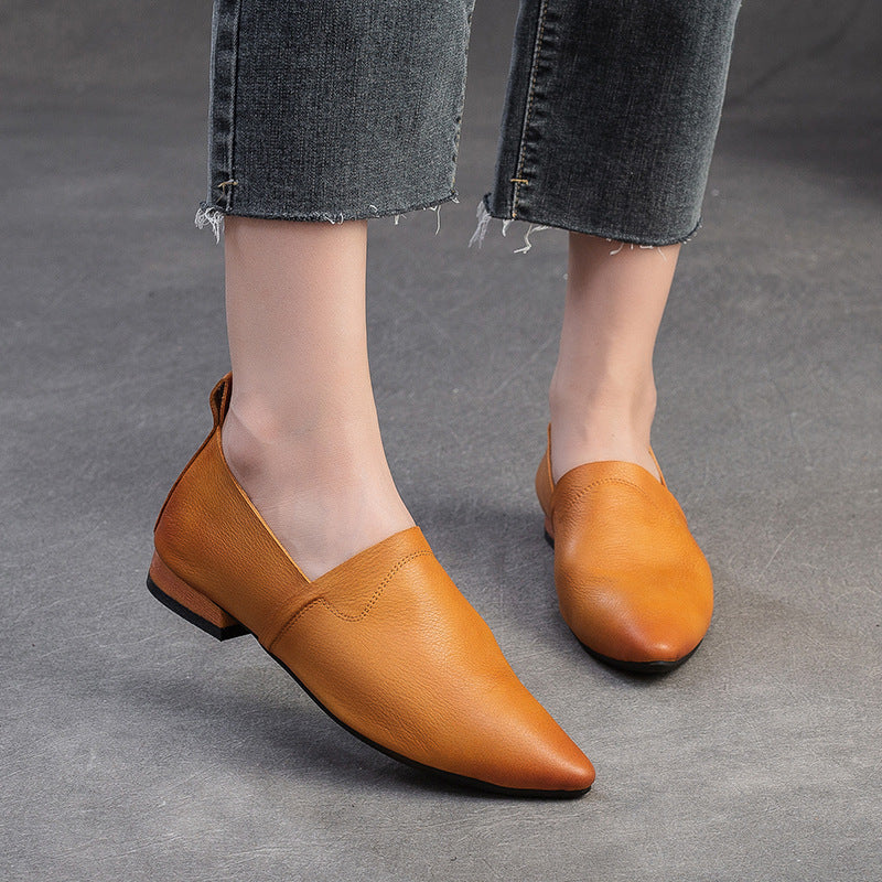 Women's Autumn Soft Top Layer Cowhide Slip-on Women's Casual Shoes