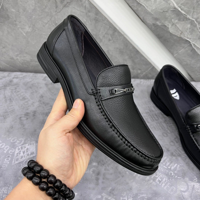 Men's First Layer Cowhide Dress Slip-on Fashion Soft Bottom Casual Shoes