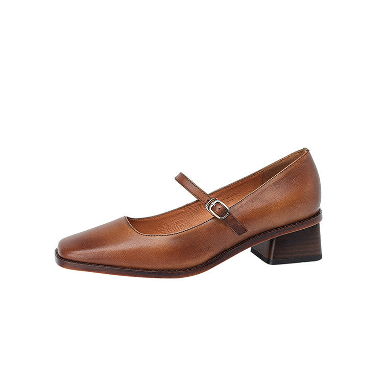 Women's Style With Mary Jane Shallow Mouth Retro Heels