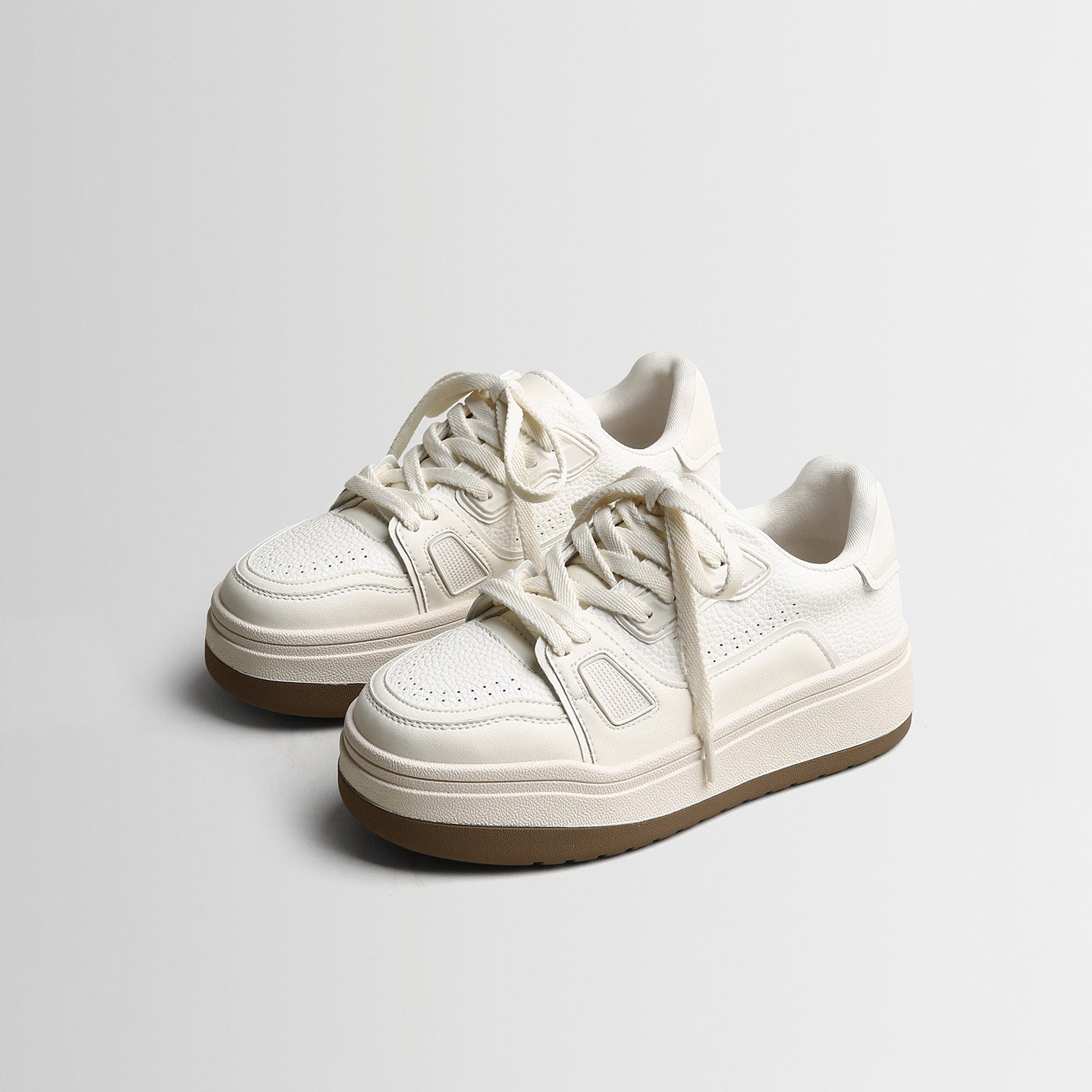 Women's White Spring Small Thick Bottom Height Increasing Women's Board Shoes