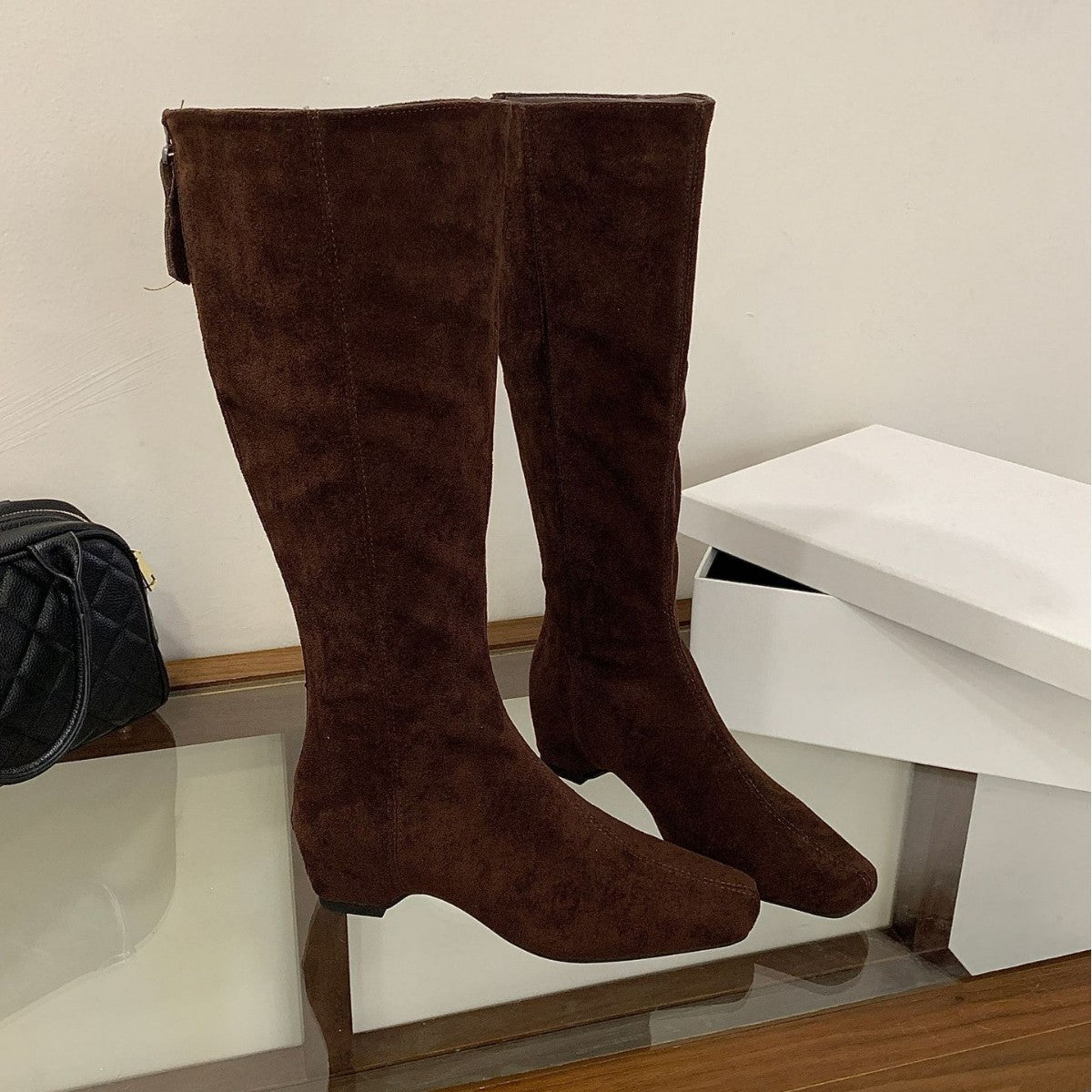Women's Height Increasing Insole Korean Style Shorty Long Vintage Boots