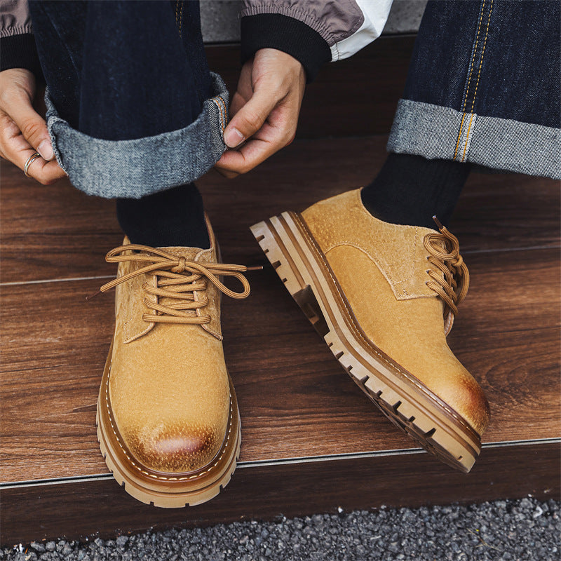 Men's Autumn Retro British Big Head Derby Leather Shoes