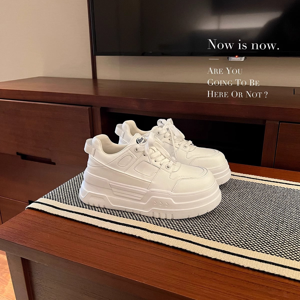 Women's Round Toe White Spring Thick Bottom Casual Shoes