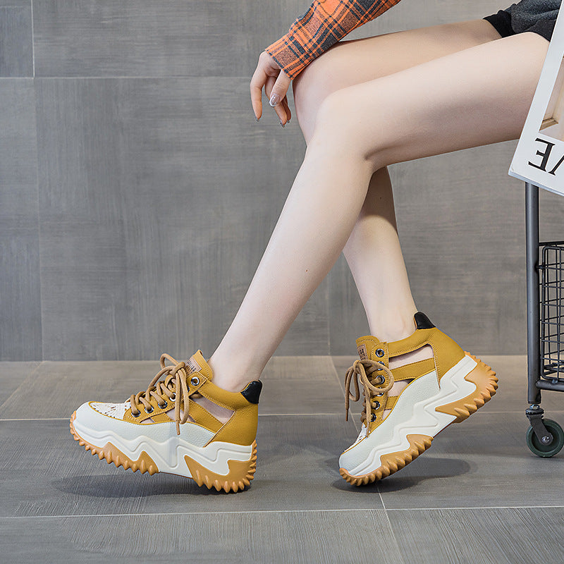 Women's Summer Fashion Retro Lightweight Height Increasing Women's Casual Shoes