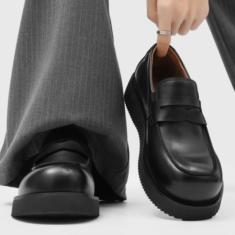 Men's Slip-on Soft Bottom Commuter Derby Spring British Style Men's Casual Leather Shoes
