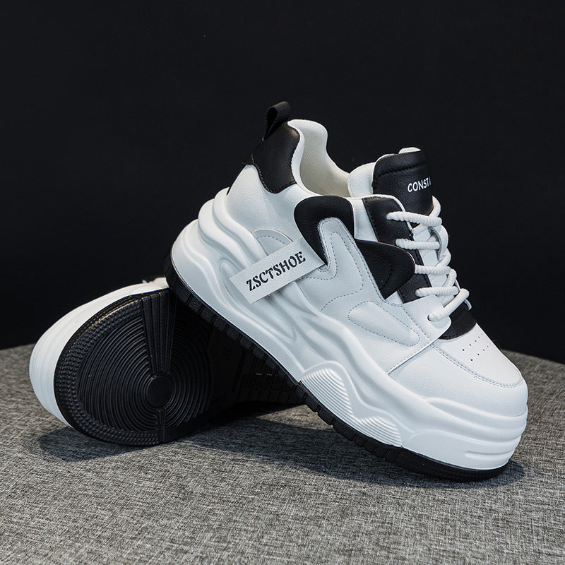 Women's Spring Platform Cowhide Easy Wear Lace Up Classic Sports Women's Casual Shoes