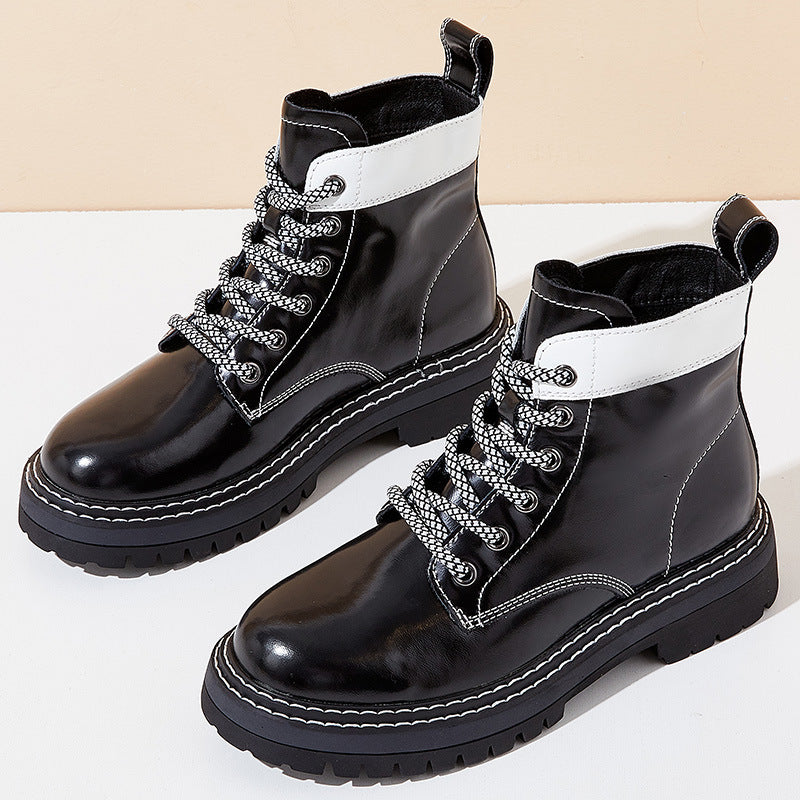 Women's Martin Thick Bottom Mid Short British Boots