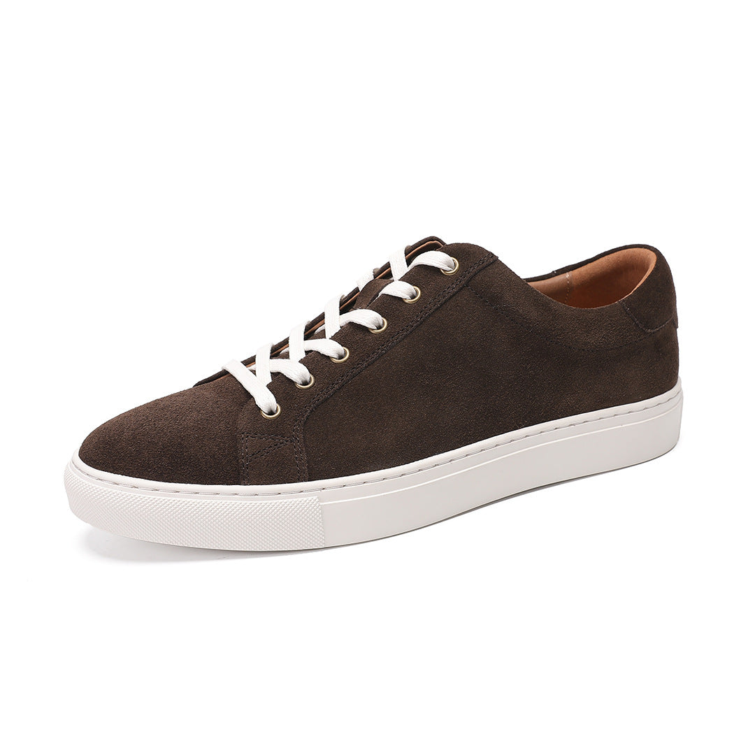 Men's Genuine Gray Sports Suede Solid Color Classic Matte Breathable Travel Casual Shoes