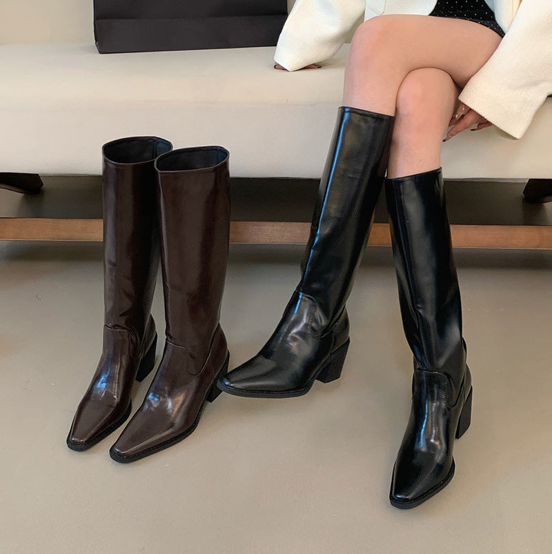 Long Female Tube Tail Soft High Stiletto Women's Leather Boots