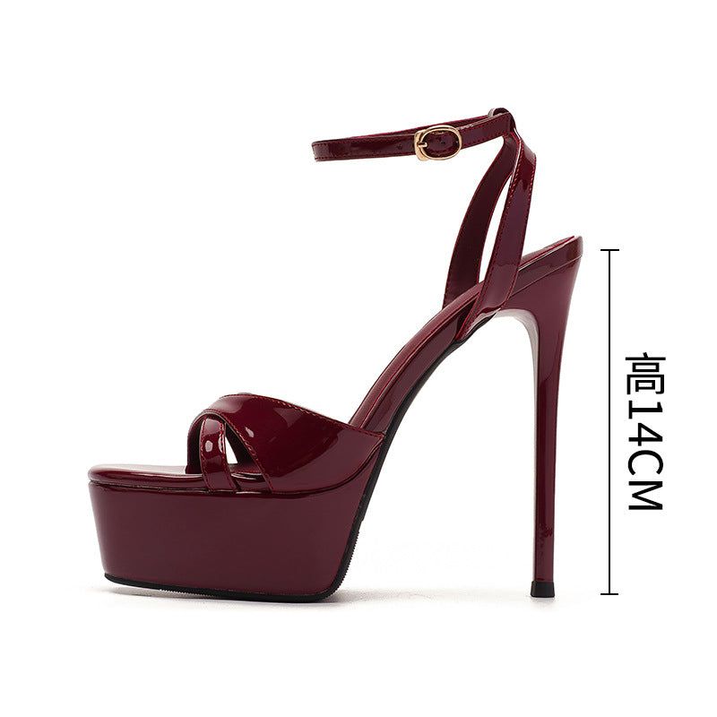 Sexy Open Toe Waterproof Platform Female Square Stiletto Not Sandals