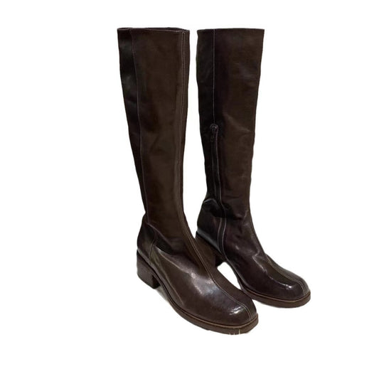 Mom Washed Horse Skin Inside Outside Chunky Platform Side Boots