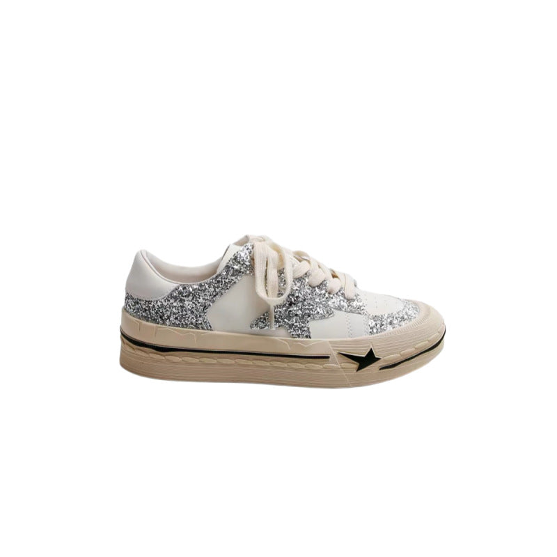 Women's Retro Sier White Thick Sole Height Women's Sports Shoes