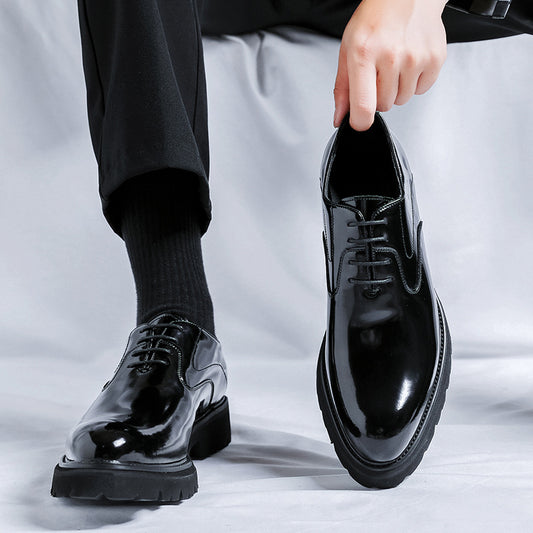British Style Trendy Formal Wear Business Wedding Thick Sole Height Men's Casual Leather Shoes