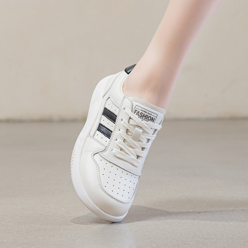 Women's Layer Cowhide Easy Wear Flat Pumps Comfortable Breathable Women's Casual Shoes