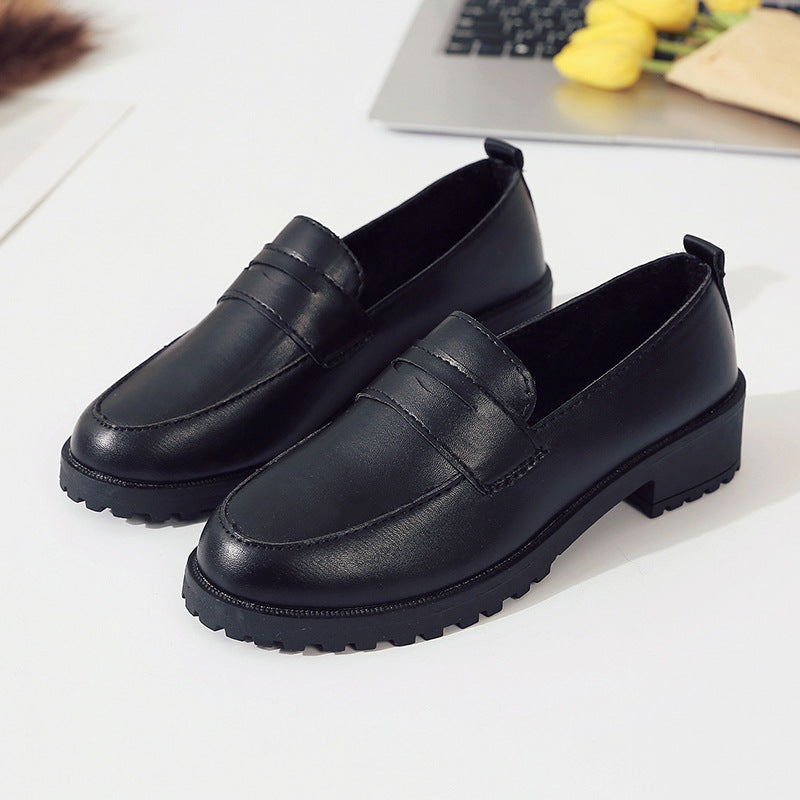 Women's Good Match Black British Mary Jane Round Toe Vintage Platform Leather Shoes