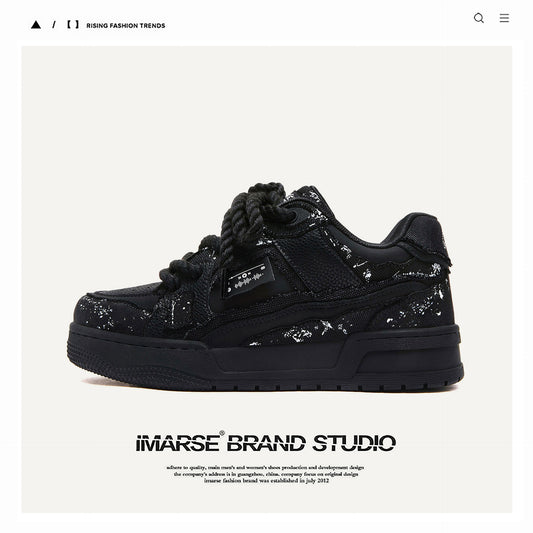 Destruction Aesthetic Series Street Black Hemp Rope Bread Couple Men's Board Shoes