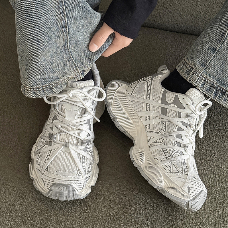 Big Head Thick Bottom Height Increasing Low Top Couple Round Men's Casual Shoes