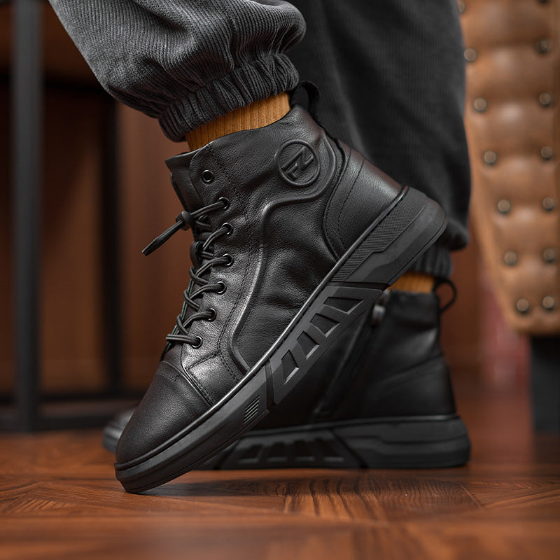 Men's Martin Bootie British Side Zipper Fleece-lined Boots