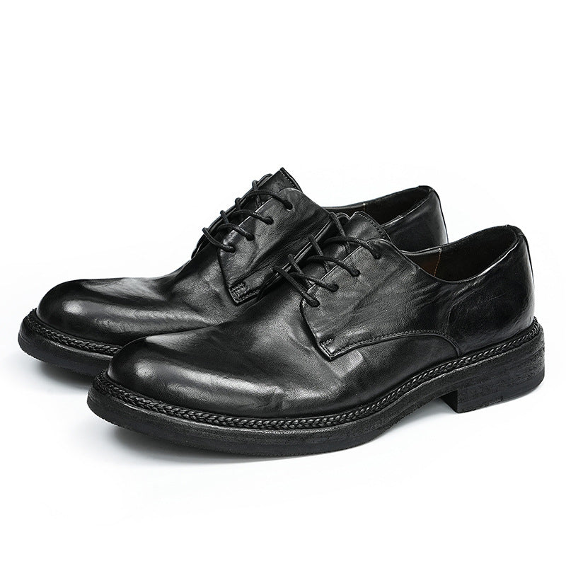 Men's Horse Big Head Sole British Derby Leather Shoes