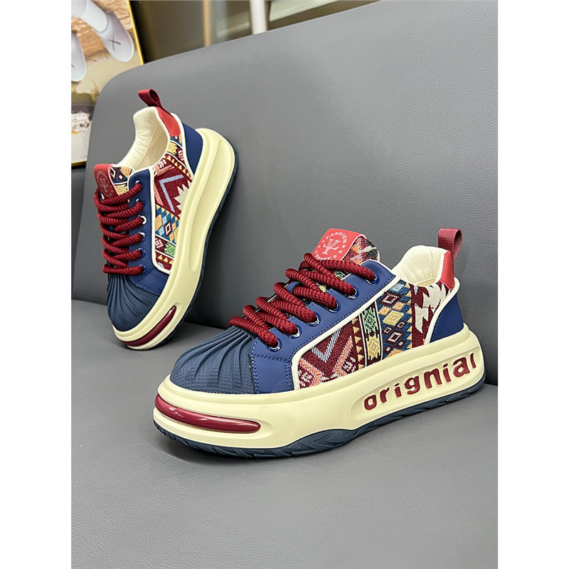 Men's Shell Toe Embroidered Daddy Trendy Spring Comfortable Men's Business Leather Shoes