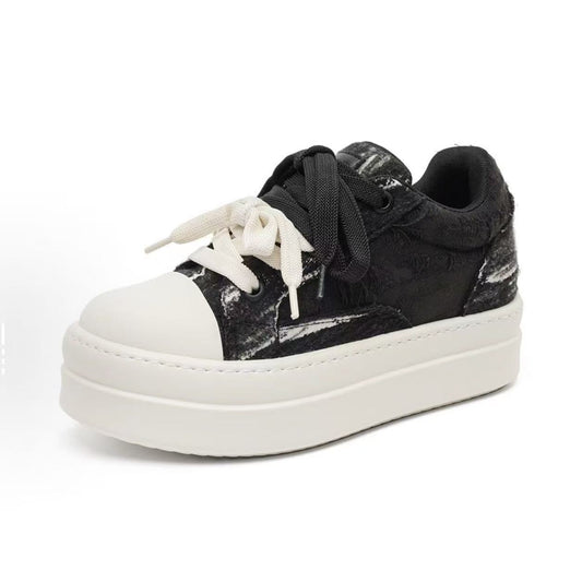Women's & Men's American High Street Platform Black White Men's Board Shoes