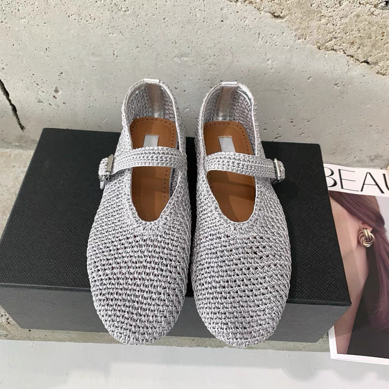 Women's Style Niche Woven Breathable Mary Jane Flat Linen Men's Shoes