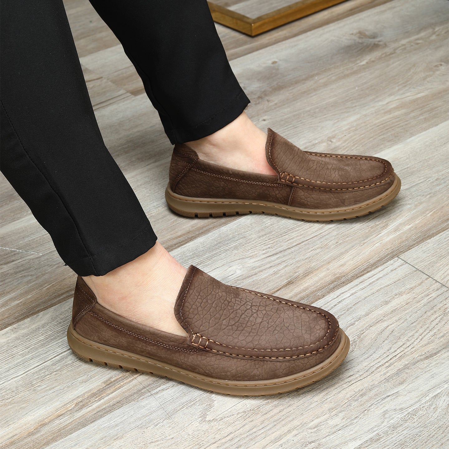 Men's Pattern Single Layer Frosted Cowhide Comfortable Breathable Men's Shoes